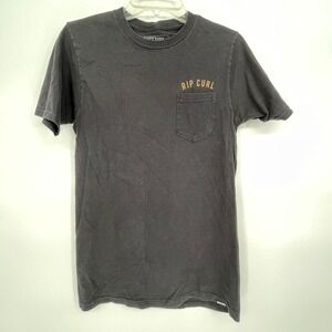 Rip Curl Mens T Shirt Black Pocket Tee Surfing‎ Graphic Print Size S